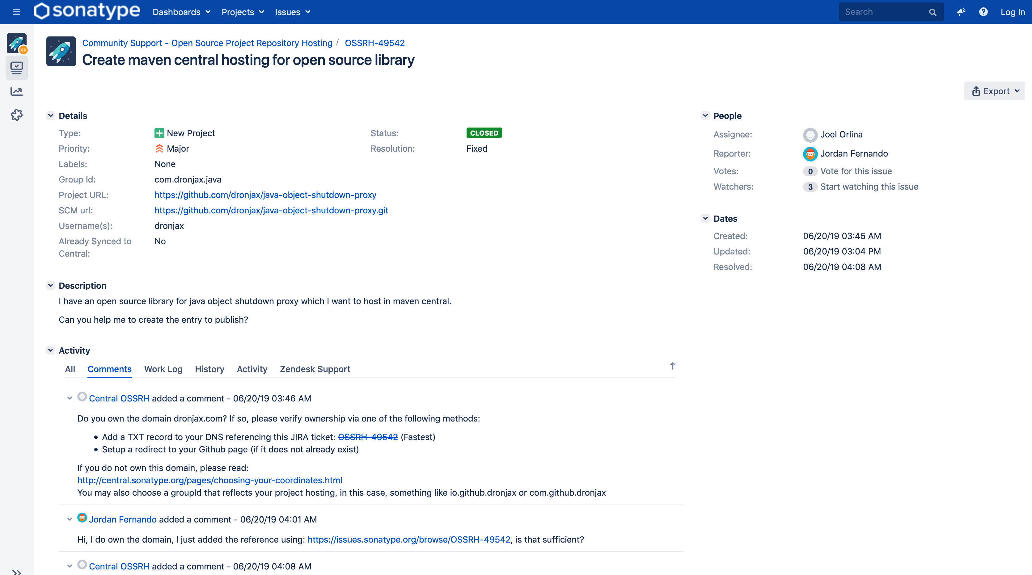 JIRA ticket example